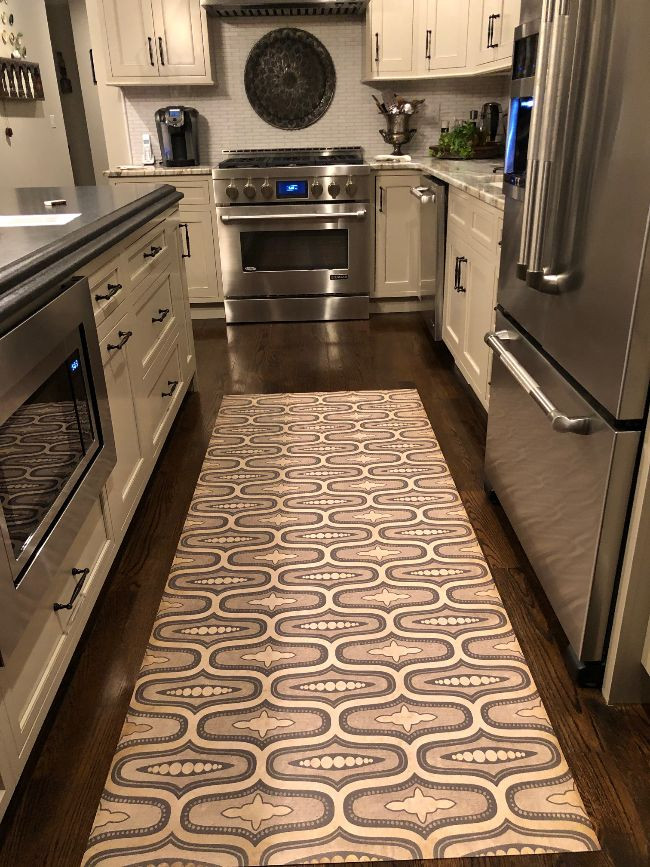 Williamsburg Wavy Lines Richardson - vinyl floor cloth runner use in a kitchen