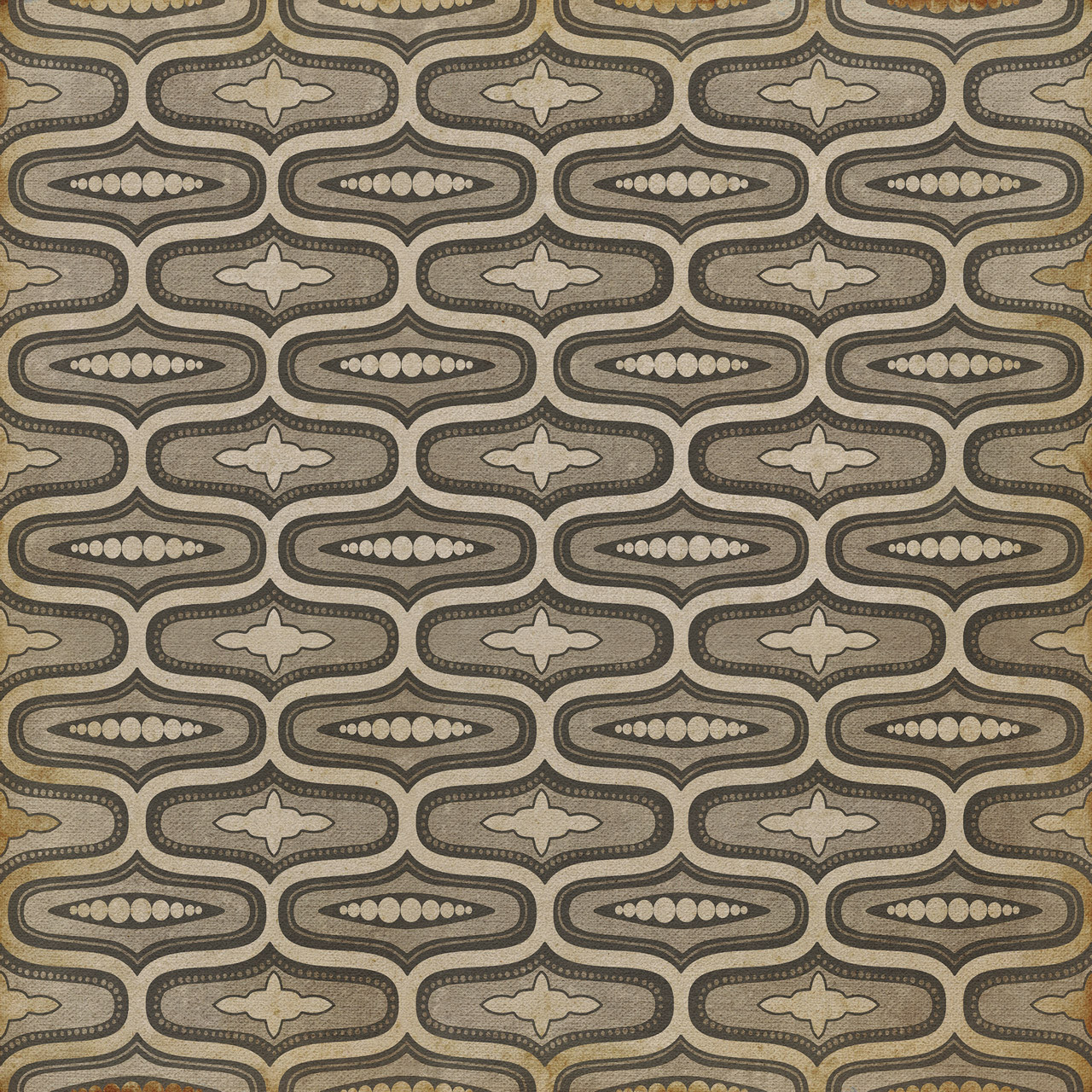 Williamsburg Wavy Lines Richardson - vinyl floor cloth sizes 36x36, 48x48