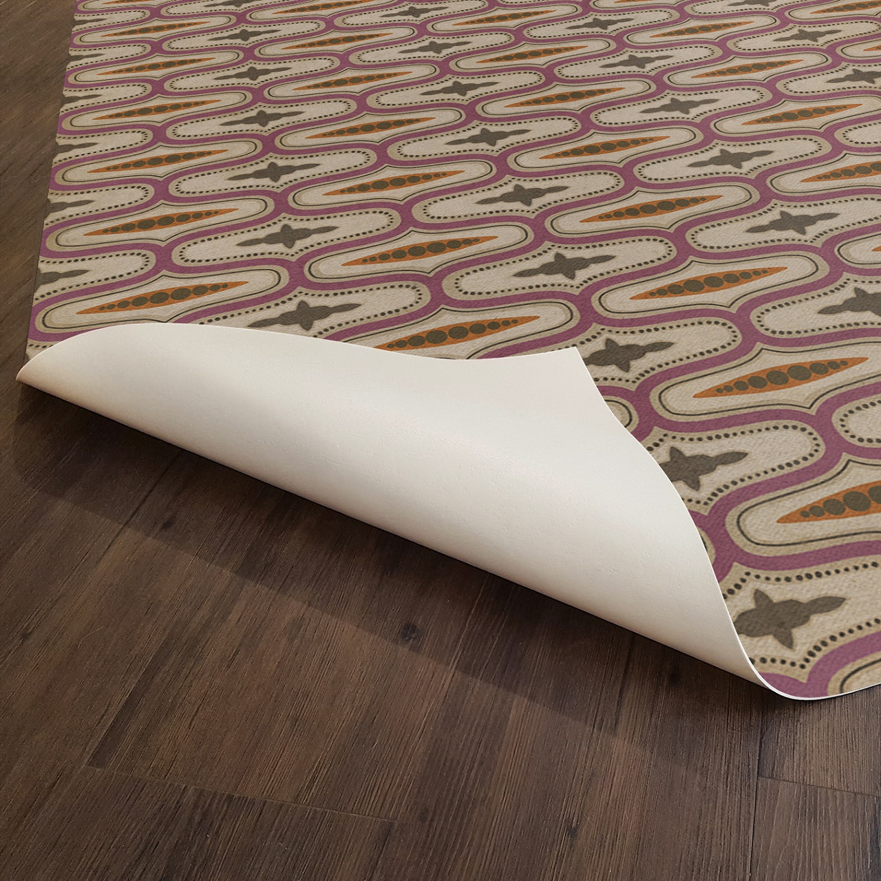 Williamsburg Wavy Lines Voltaire - vinyl floor cloth underside 