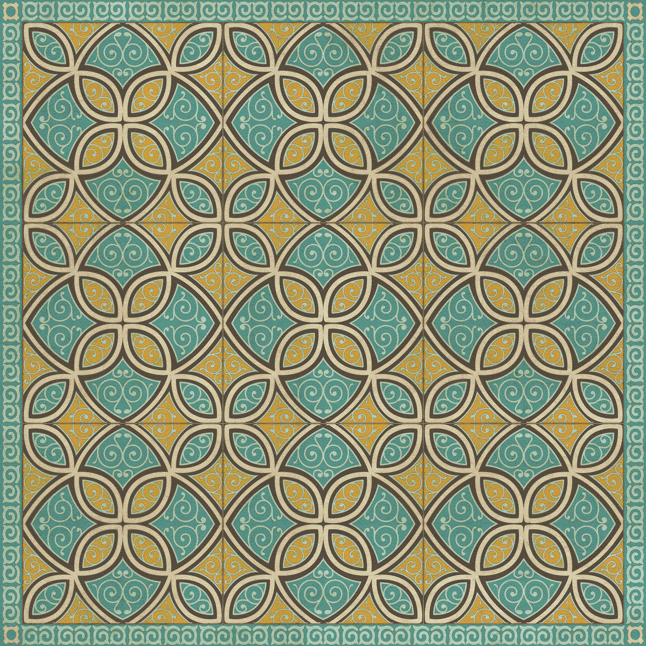 Pattern 25 Augustus - vinyl floor cloth sizes 36x36, 48x48