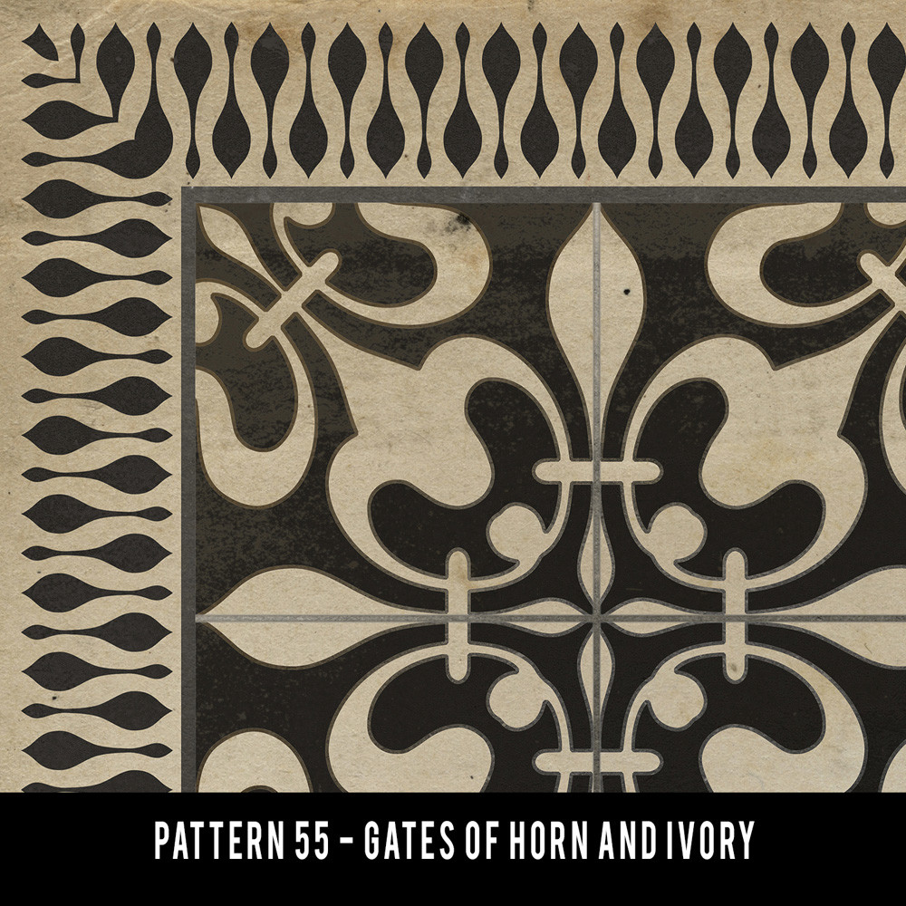 Classic Pattern 55 Gates of Horn and Ivory - vinyl floor cloth swatch sample