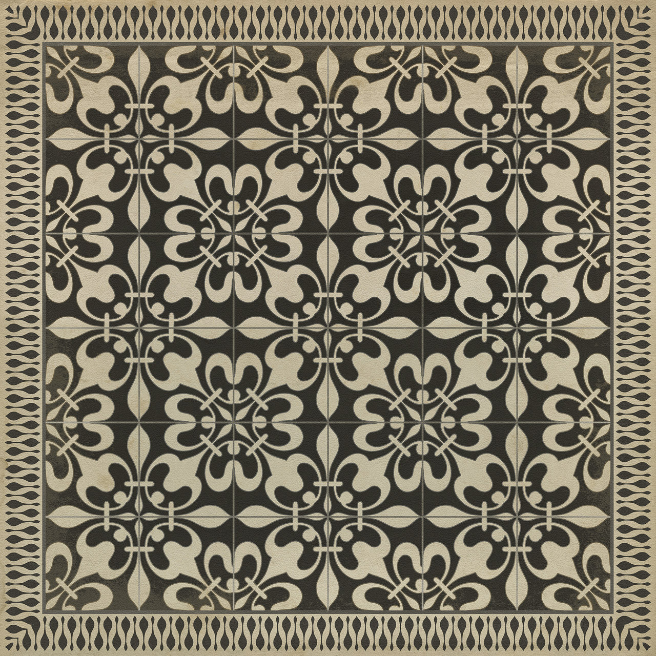 Classic Pattern 55 Gates of Horn and Ivory - vinyl floor cloth sizes 36x36, 48x48