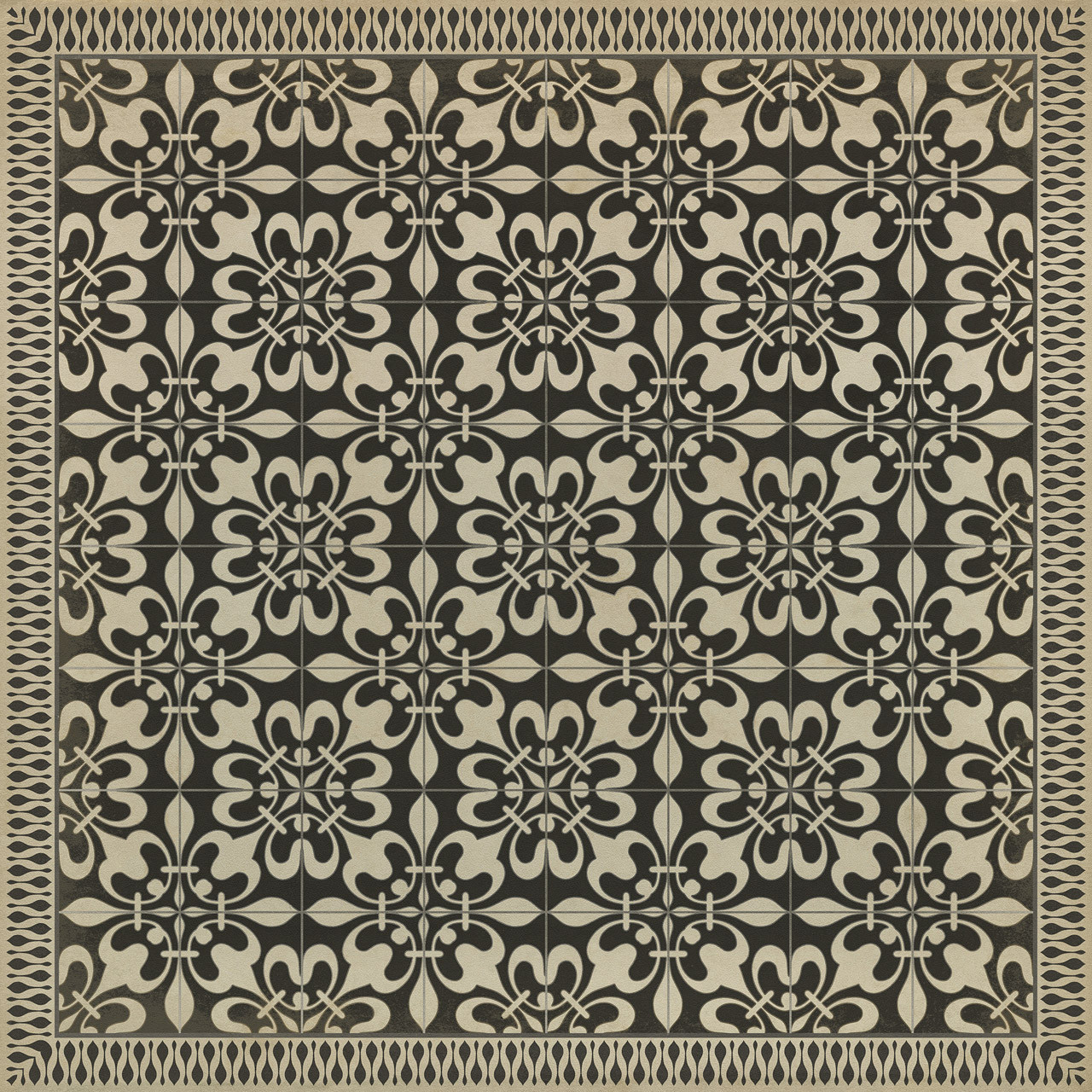 Classic Pattern 55 Gates of Horn and Ivory - vinyl floor cloth sizes 60x60, 72x72