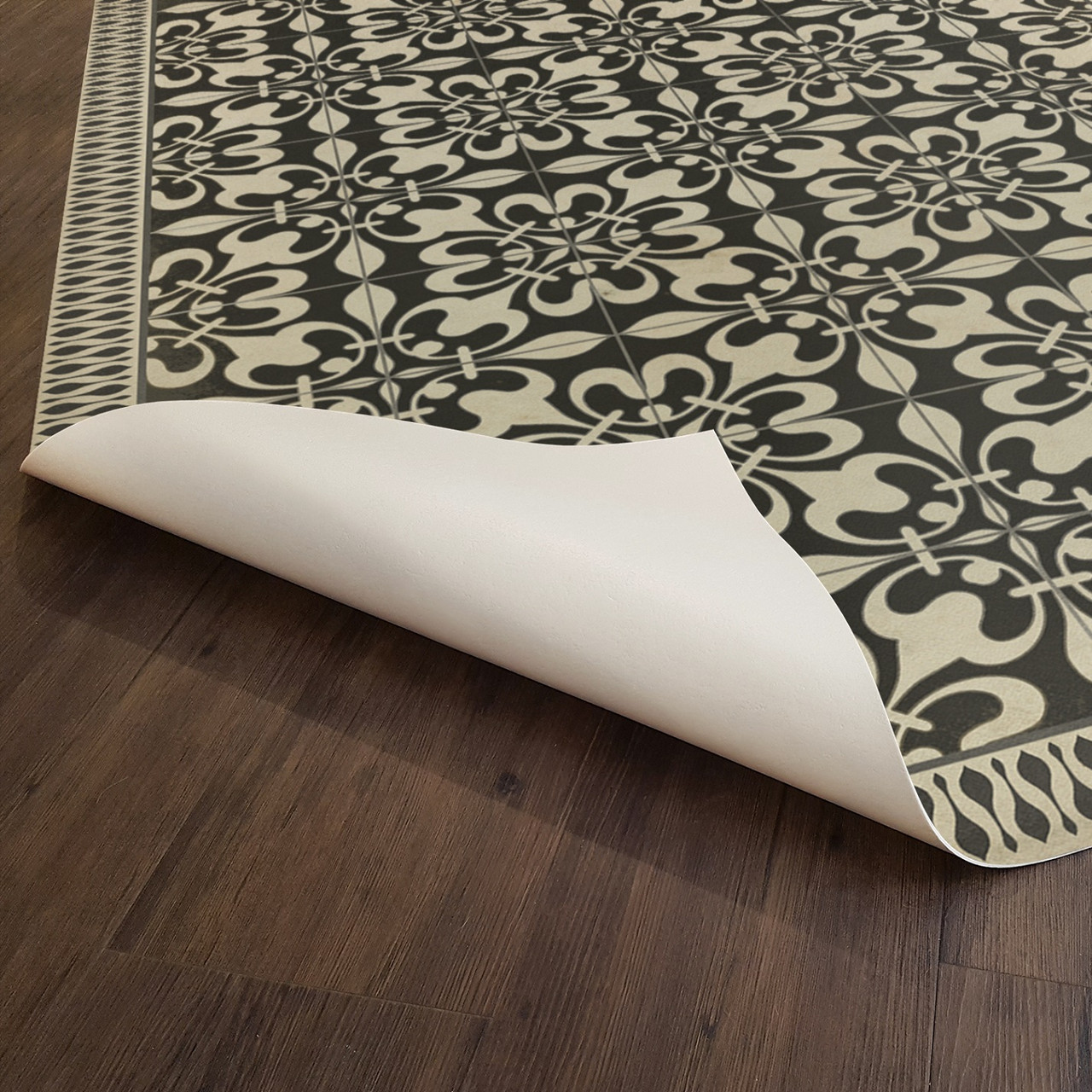 Classic Pattern 55 Gates of Horn and Ivory - vinyl floor cloth underside 