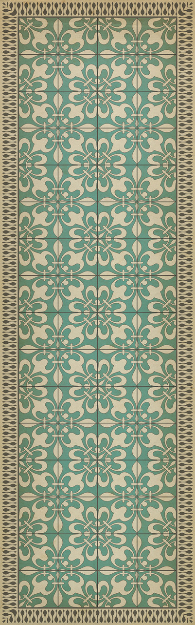 Classic Pattern 55 As the Clouds Go By - vinyl floor cloth sizes 26x83, 36x115