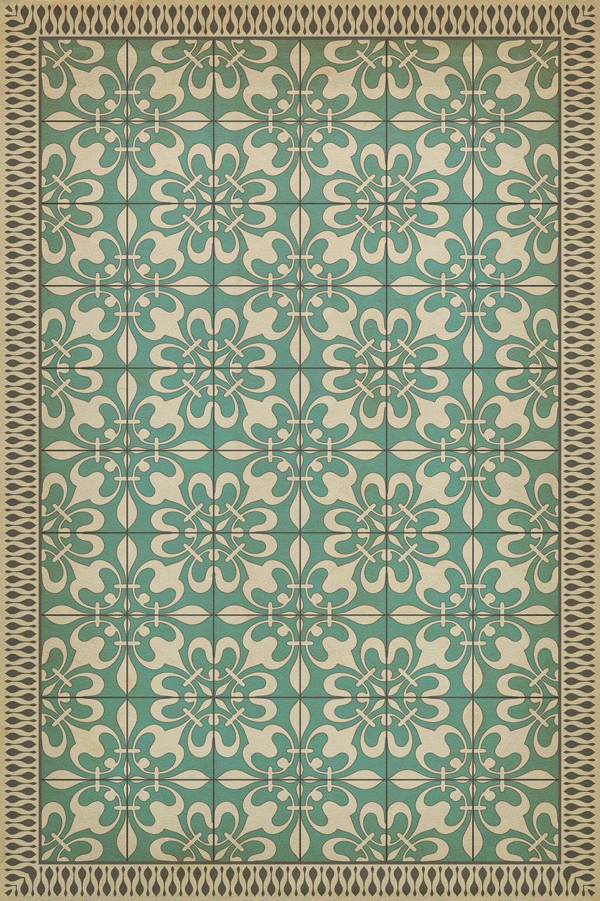 Classic Pattern 55 As the Clouds Go By - vinyl floor cloth sizes 20x30, 24x36, 30x44, 38x56