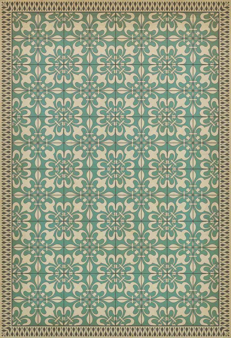 Classic Pattern 55 As the Clouds Go By - vinyl floor cloth sizes 52x76, 70x102