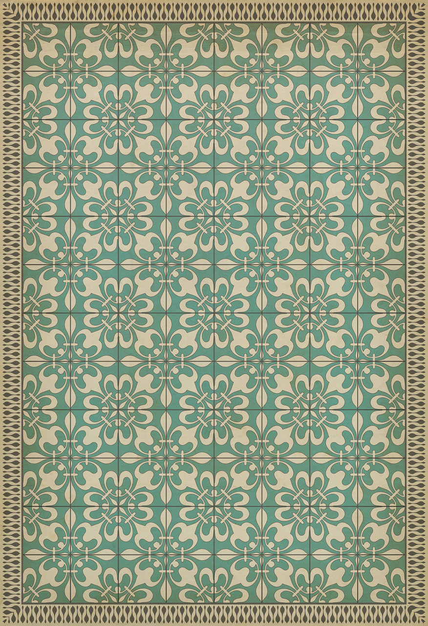 Classic Pattern 55 As the Clouds Go By - vinyl floor cloth sizes 52x76, 70x102