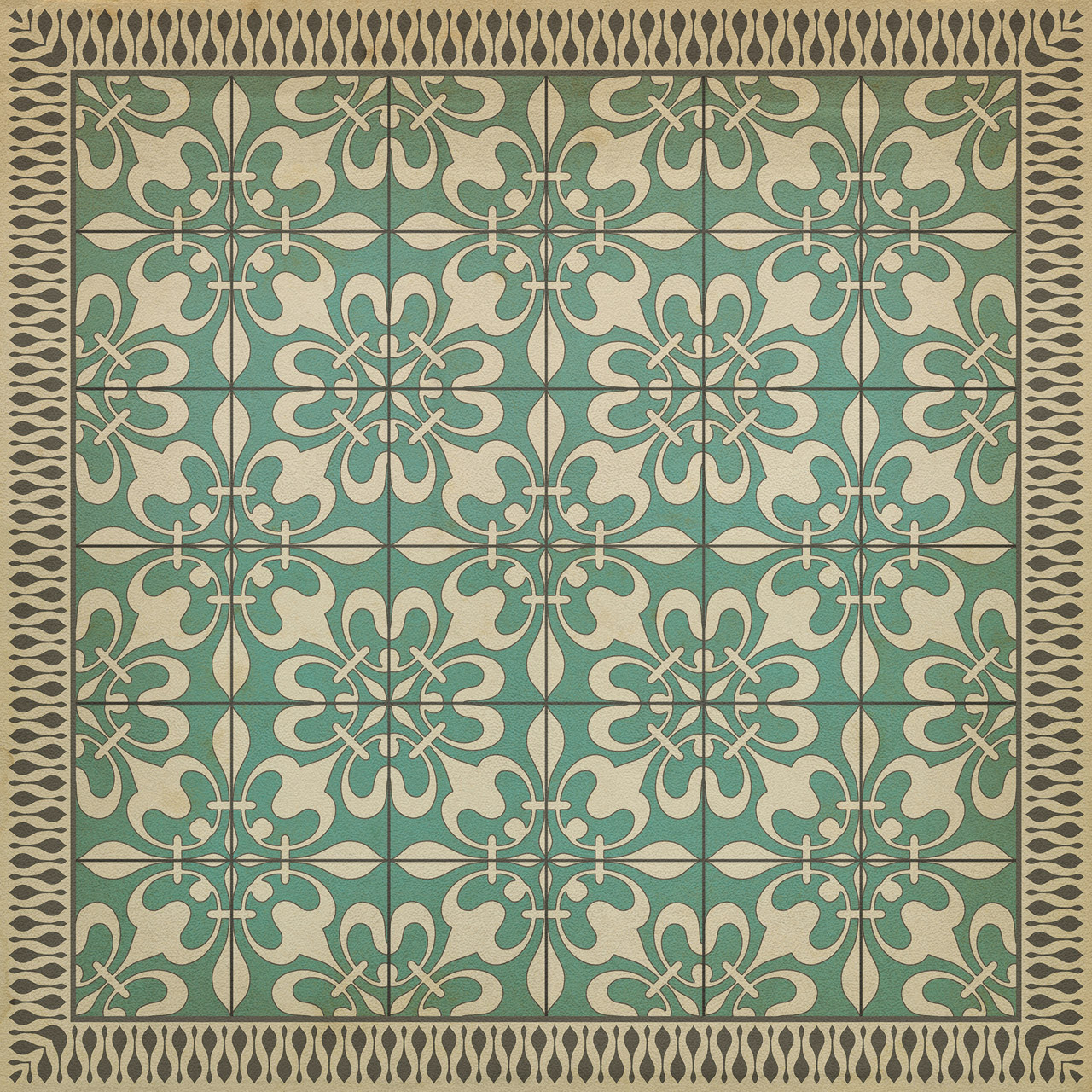 Classic Pattern 55 As the Clouds Go By - vinyl floor cloth sizes 36x36, 48x48