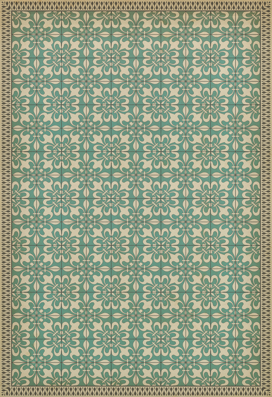 Classic Pattern 55 As the Clouds Go By - vinyl floor cloth sizes 96x140, 120x175