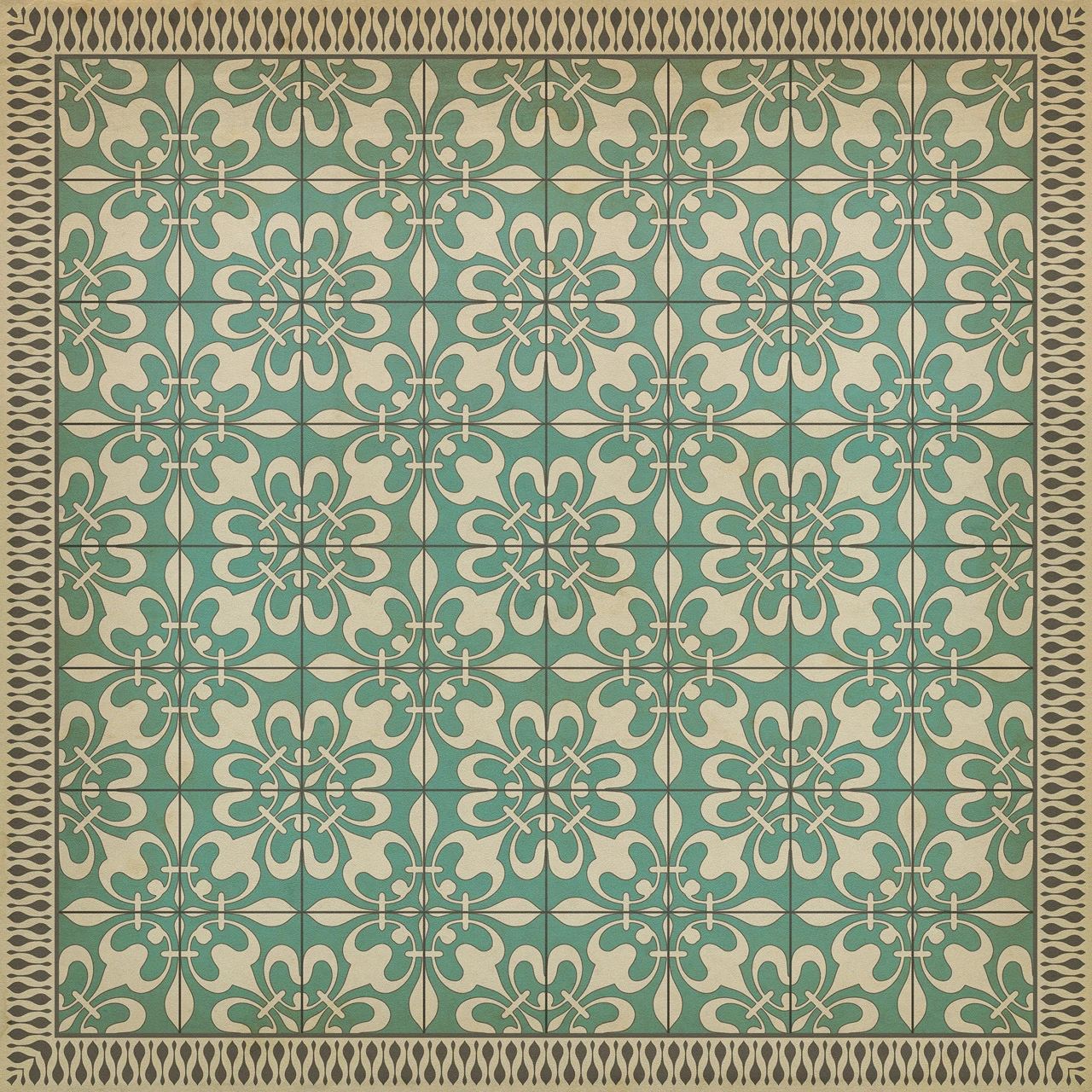 Classic Pattern 55 As the Clouds Go By - vinyl floor cloth sizes 60x60, 72x72