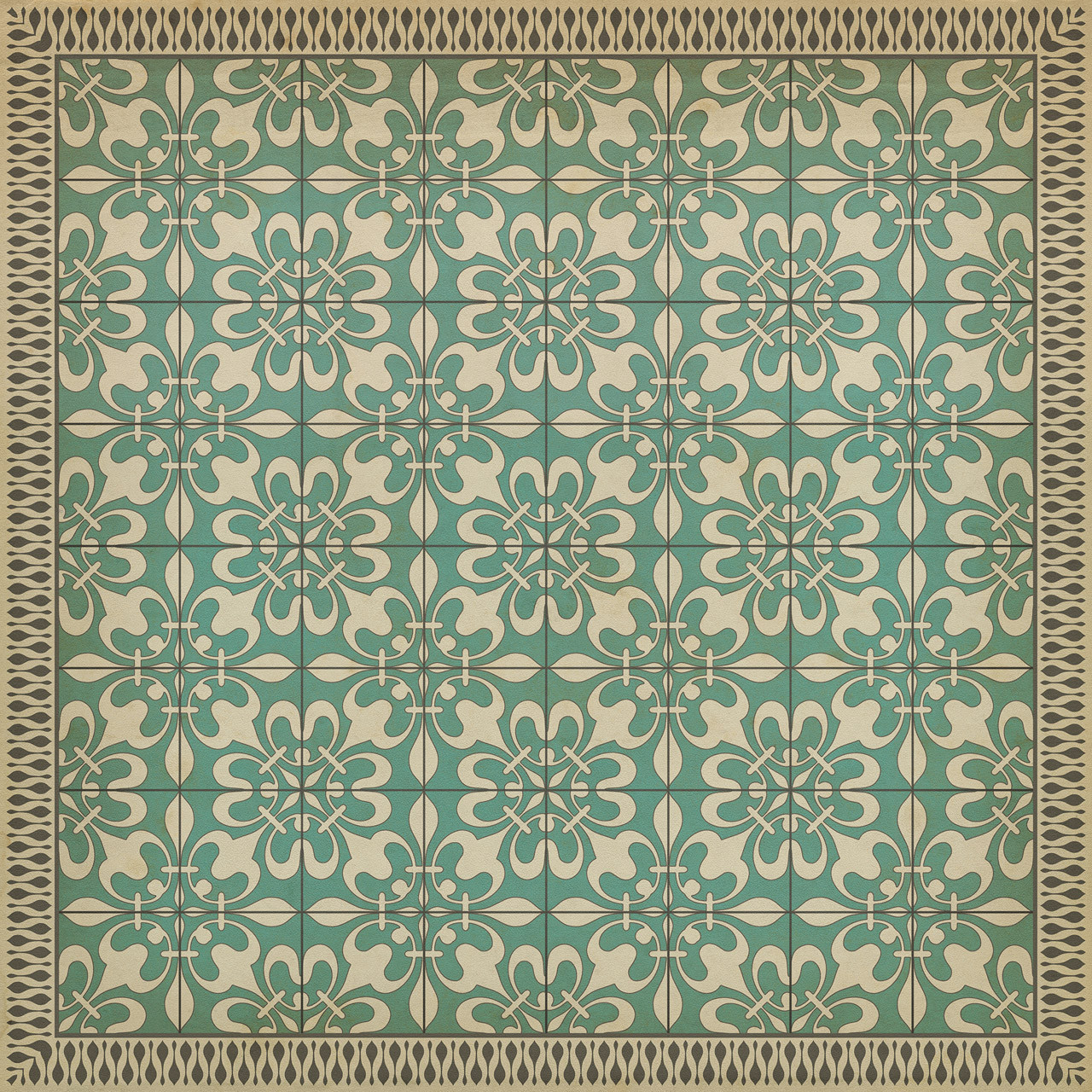 Classic Pattern 55 As the Clouds Go By - vinyl floor cloth sizes 60x60, 72x72