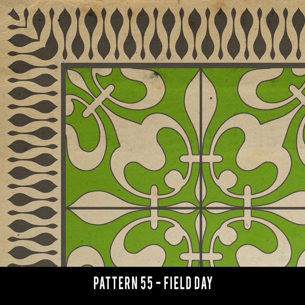Classic Pattern 55 Field Day - vinyl floor cloth swatch sample