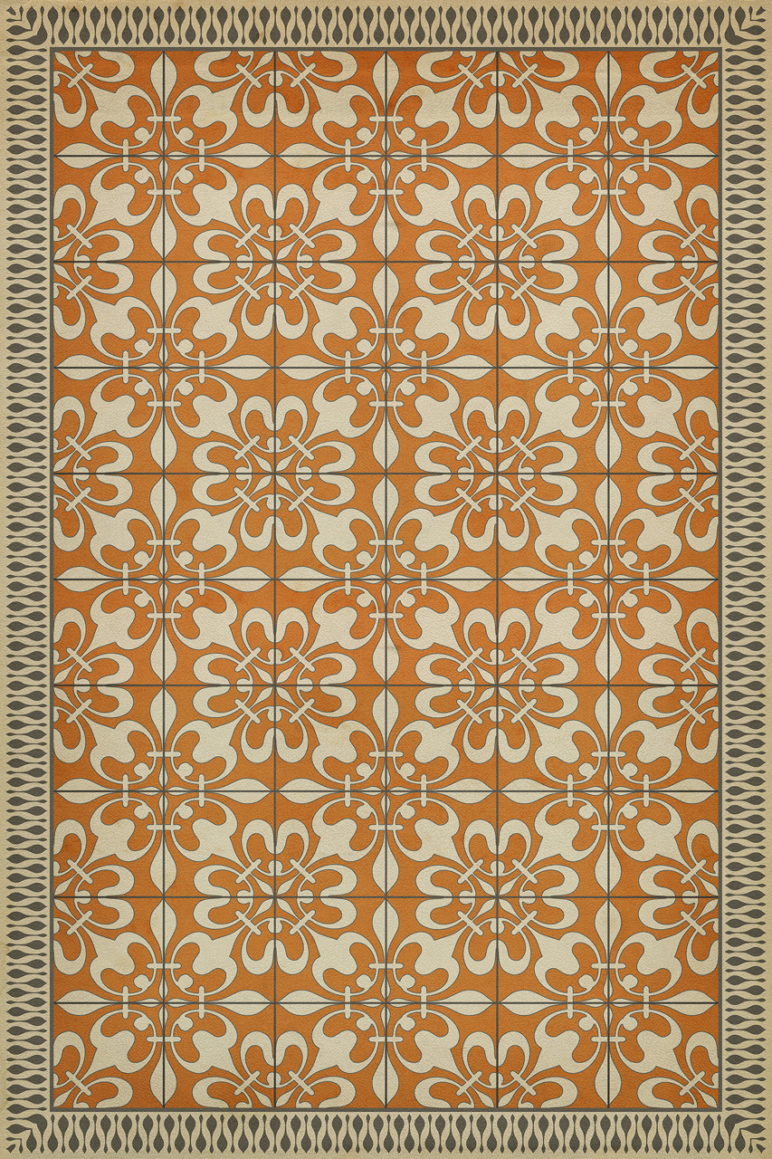 Classic Pattern 55 The Heat of Summer - vinyl floor cloth sizes 20x30, 24x36, 30x44, 38x56