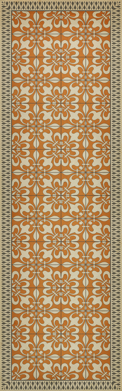 Classic Pattern 55 The Heat of Summer - vinyl floor cloth sizes 24x77, 30x96, 26x83, 36x115