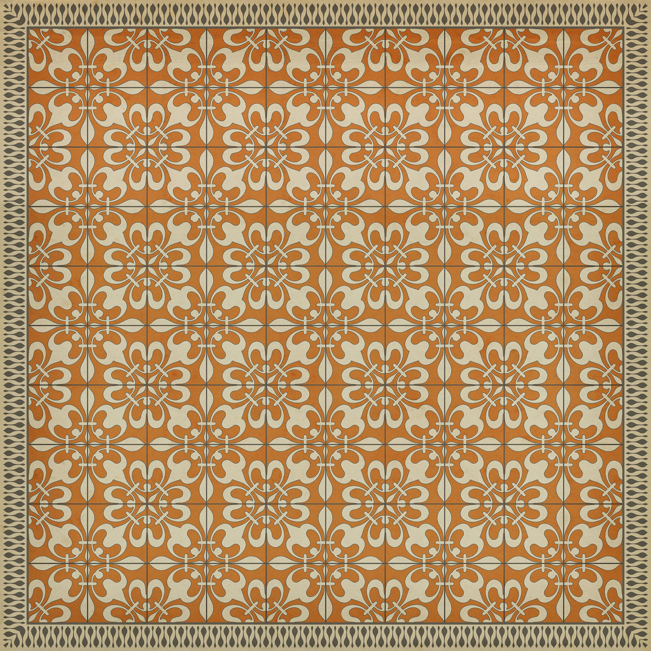 Classic Pattern 55 The Heat of Summer - vinyl floor cloth sizes 84x84, 96x96, 120x120

