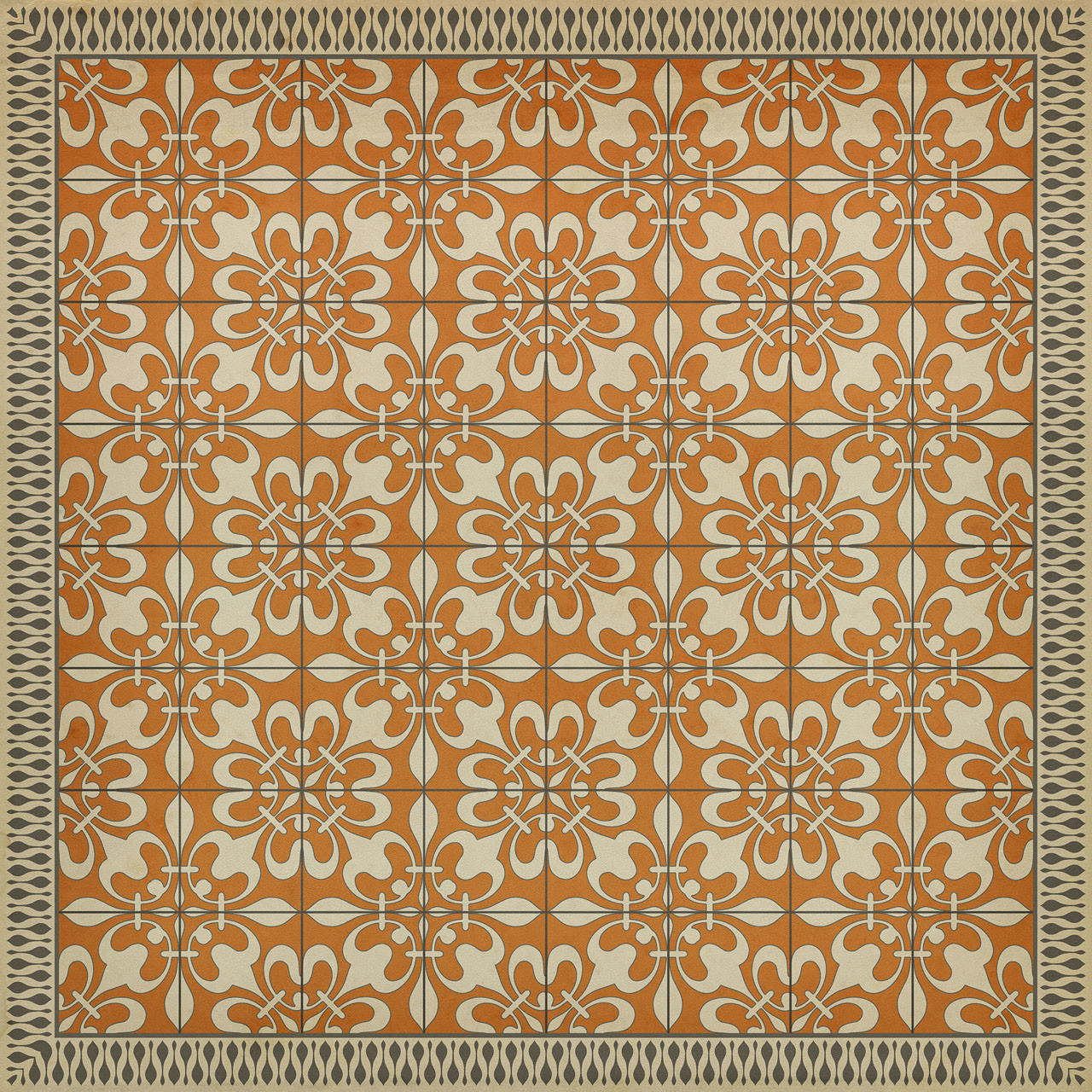 Classic Pattern 55 The Heat of Summer - vinyl floor cloth sizes 60x60, 72x72