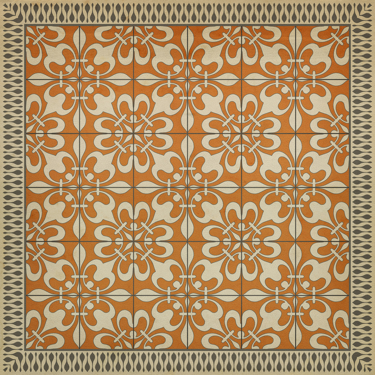 Classic Pattern 55 The Heat of Summer - vinyl floor cloth sizes 36x36, 48x48
