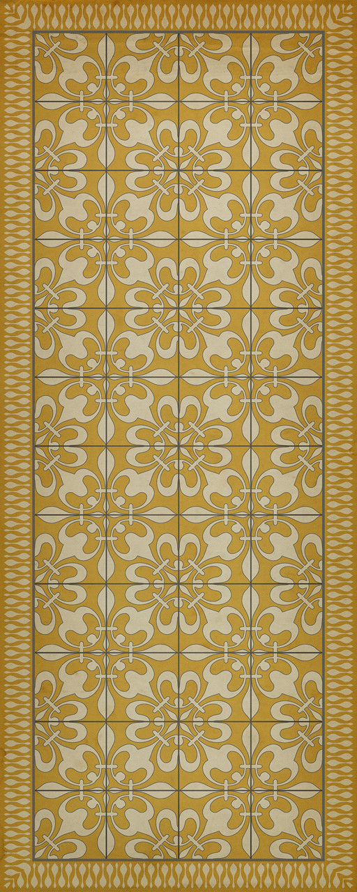 Classic Pattern 55 Busy as a Bee - vinyl floor cloth sizes 30x75, 36x90