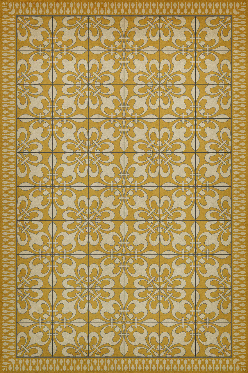 Classic Pattern 55 Busy as a Bee - vinyl floor cloth sizes 20x30, 24x36,x30x44, 38x56