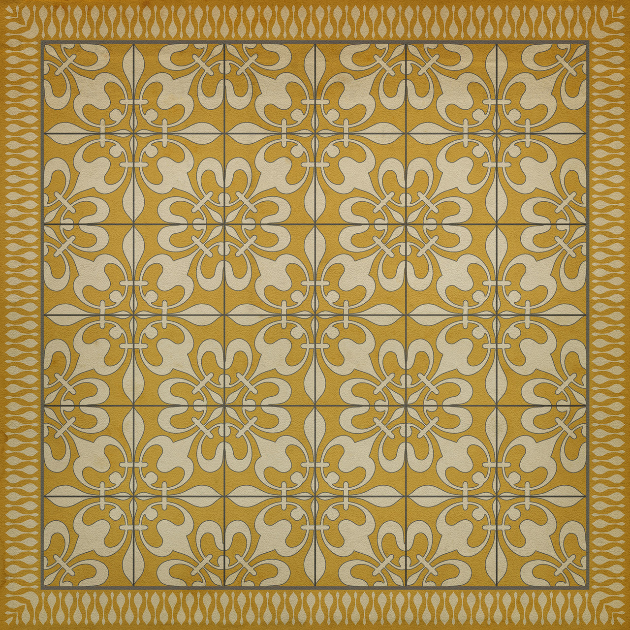 Classic Pattern 55 Busy as a Bee - vinyl floor cloth sizes 36x36, 48x48