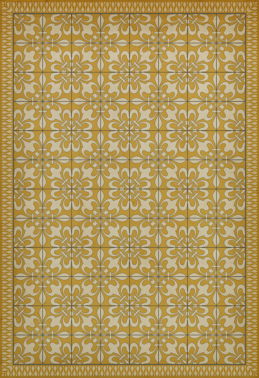 Classic Pattern 55 Busy as a Bee - vinyl floor cloth sizes 52x76, 70x102