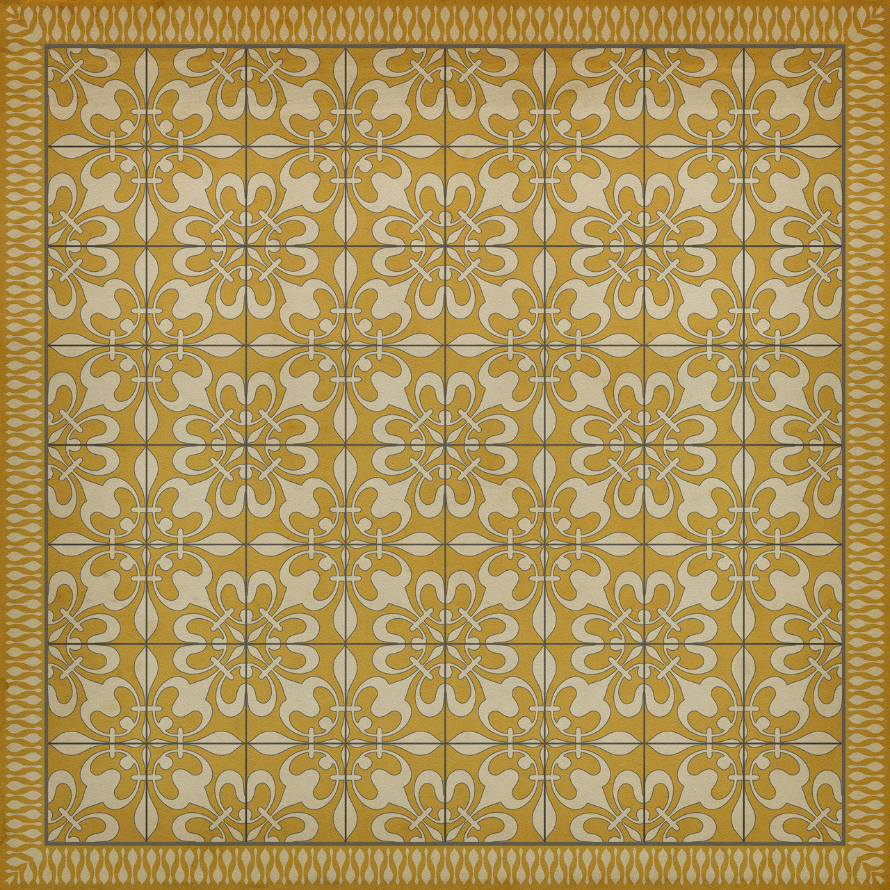 Classic Pattern 55 Busy as a Bee - vinyl floor cloth sizes 60x60, 72x72