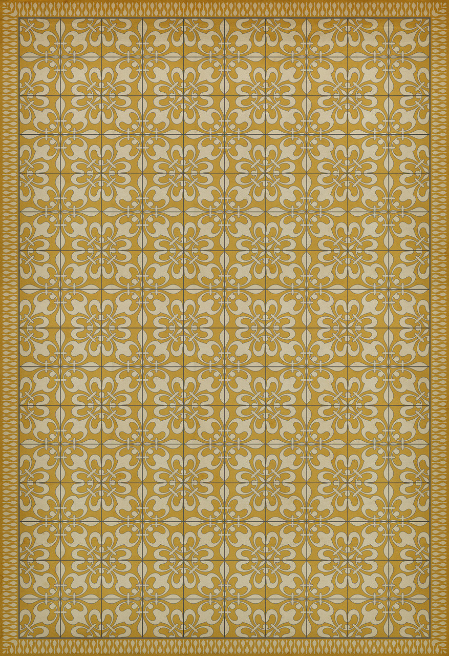 Classic Pattern 55 Busy as a Bee - vinyl floor cloth sizes 84x120, 96x140, 120x175