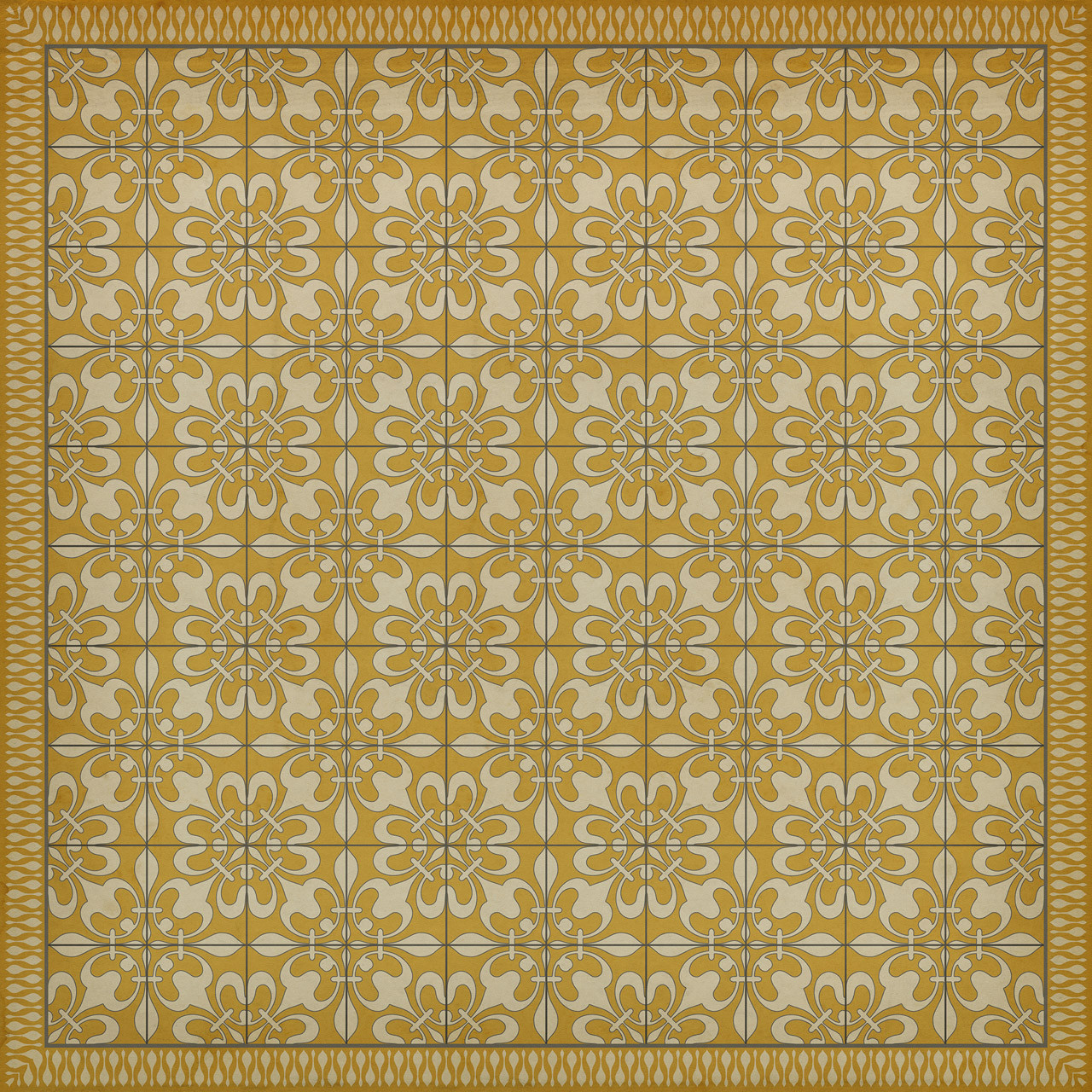 Classic Pattern 55 Busy as a Bee - vinyl floor cloth sizes 84x84, 96x96, 120x120