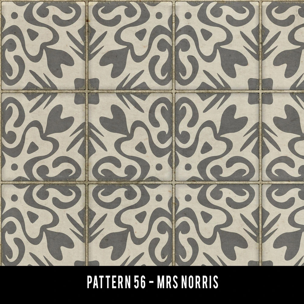 Pattern 56 Mrs Norris - vinyl floor cloth swatch sample