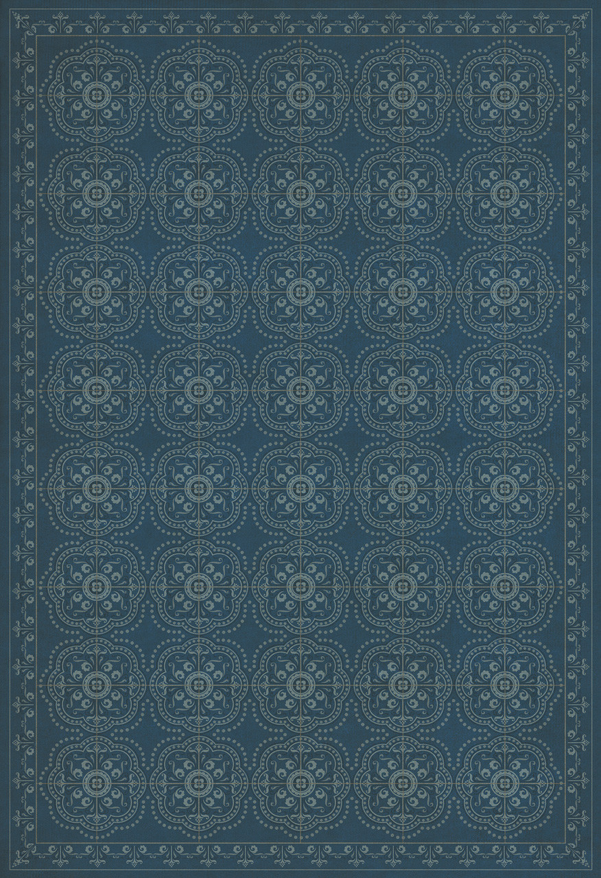 Pattern 28 Blue Bandana - vinyl floor cloth sizes 52x76, 70x102