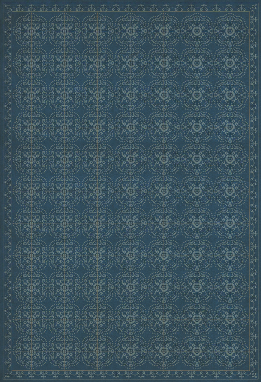 Pattern 28 Blue Bandana - vinyl floor cloth sizes 96x140, 120x175