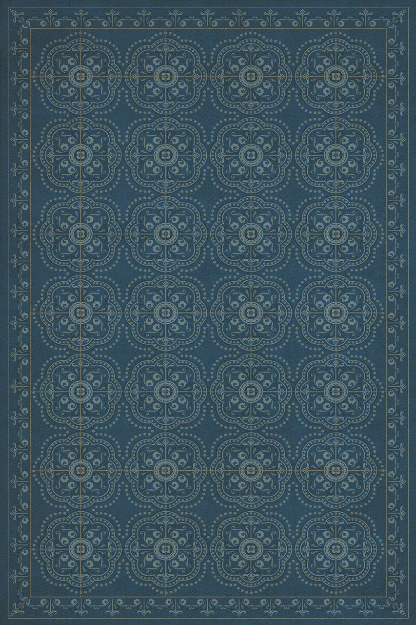 Pattern 28 Blue Bandana - vinyl floor cloth sizes 20x30, 24x36, 30x44, 38x56