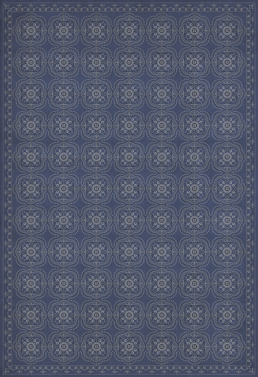 Pattern 28 Indigo Bandana - vinyl floor cloth sizes 96x140, 120x175