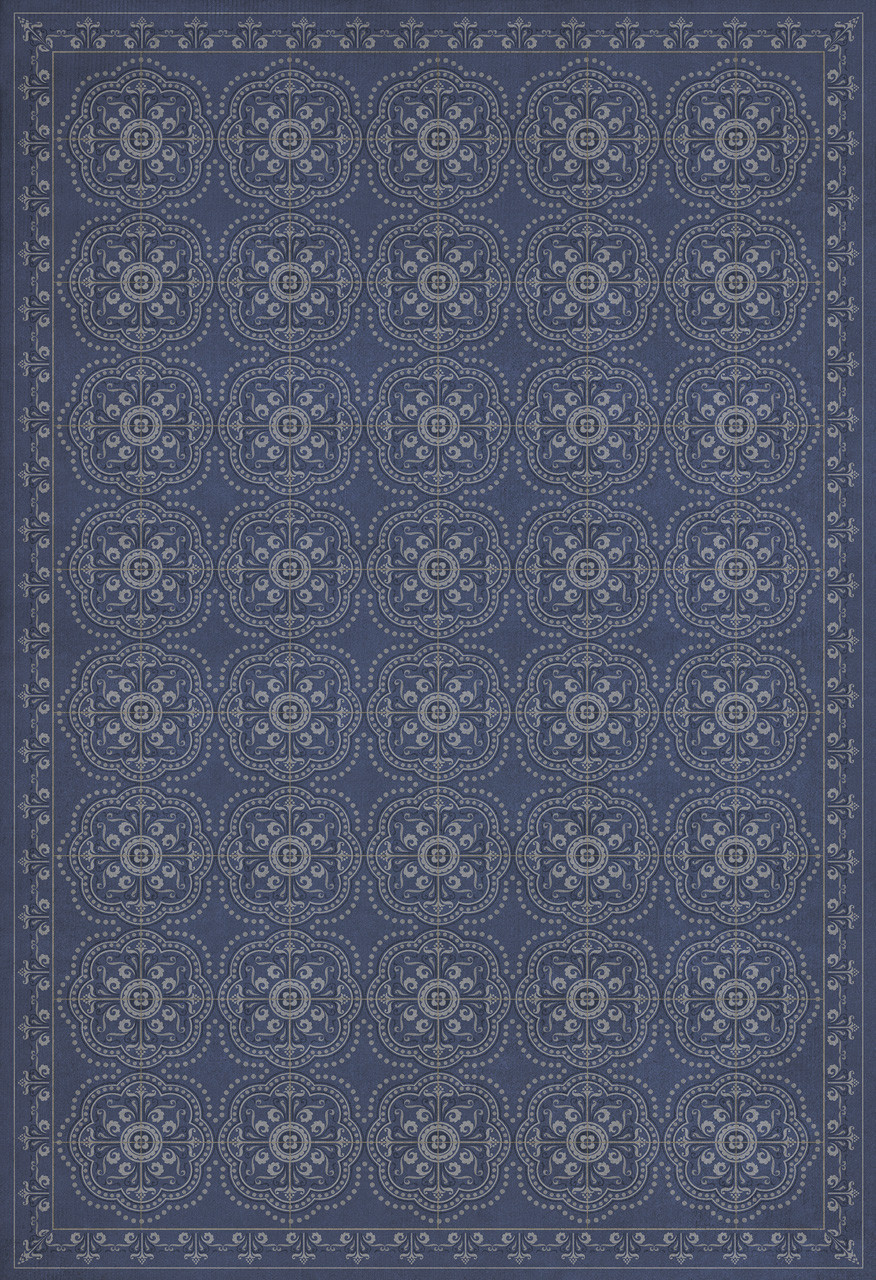 Pattern 28 Indigo Bandana - vinyl floor cloth sizes 52x76, 70x102