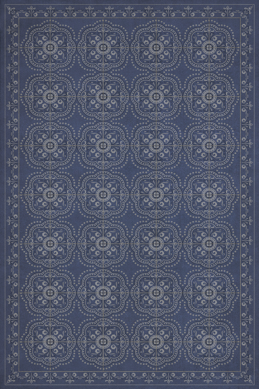Pattern 28 Indigo Bandana - vinyl floor cloth sizes 20x30, 24x36, 30x44, 38x56