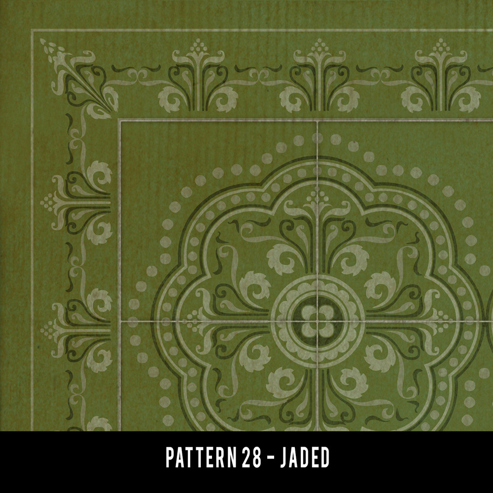 Pattern 28 Jaded - vinyl floor cloth sample swatch