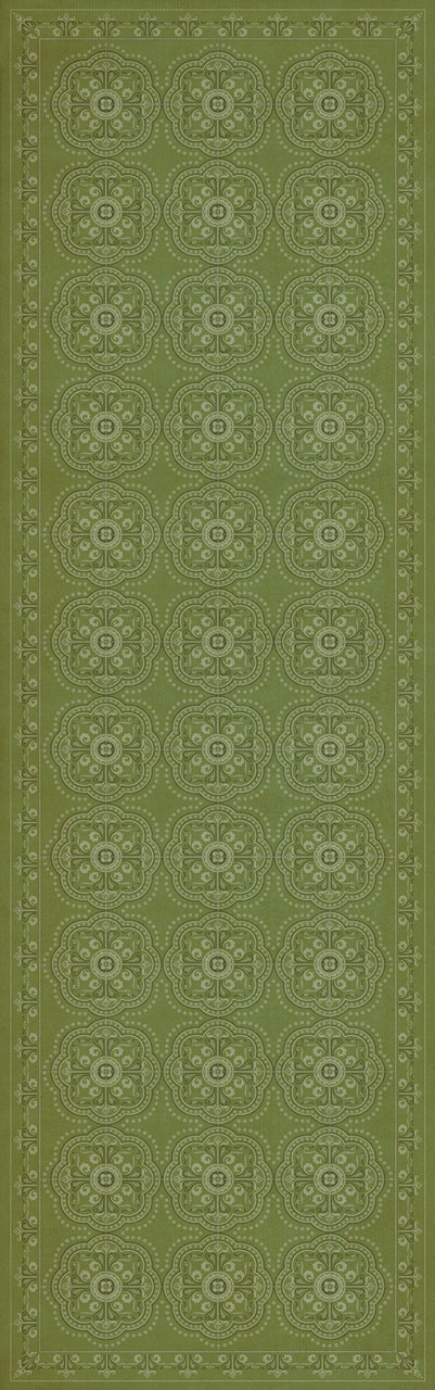 Pattern 28 Jaded - vinyl floor cloth sizes 24x77, 30x96, 26x83, 36x115