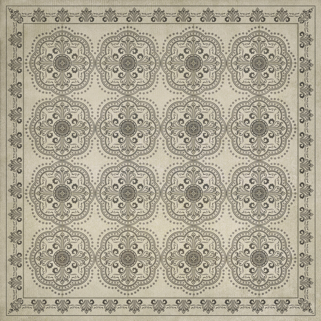 Pattern 28 Silent - vinyl floor cloth sizes 36x36, 48x48