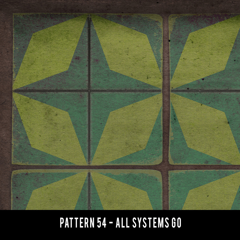 Classic Pattern 54 All Systems Go - vinyl floor cloth swatch sample