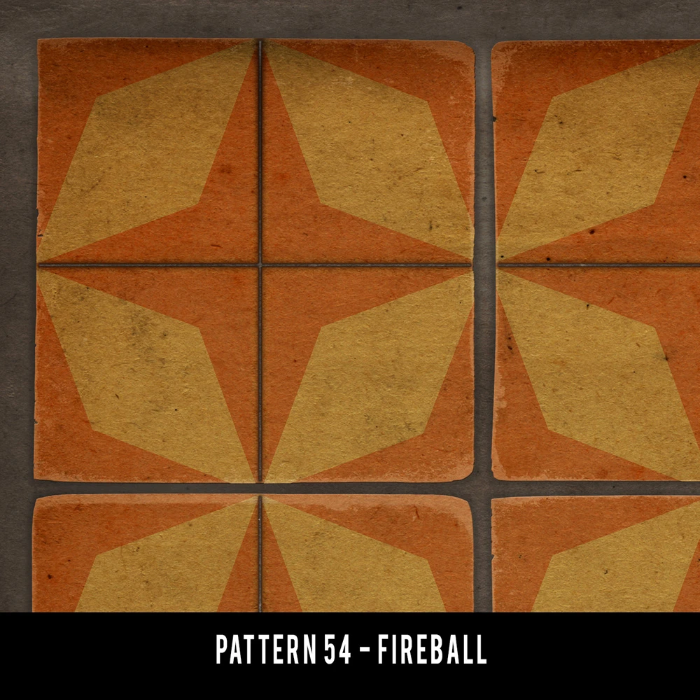 Classic Pattern 54 Fireball - vinyl floor cloth swatch sample
