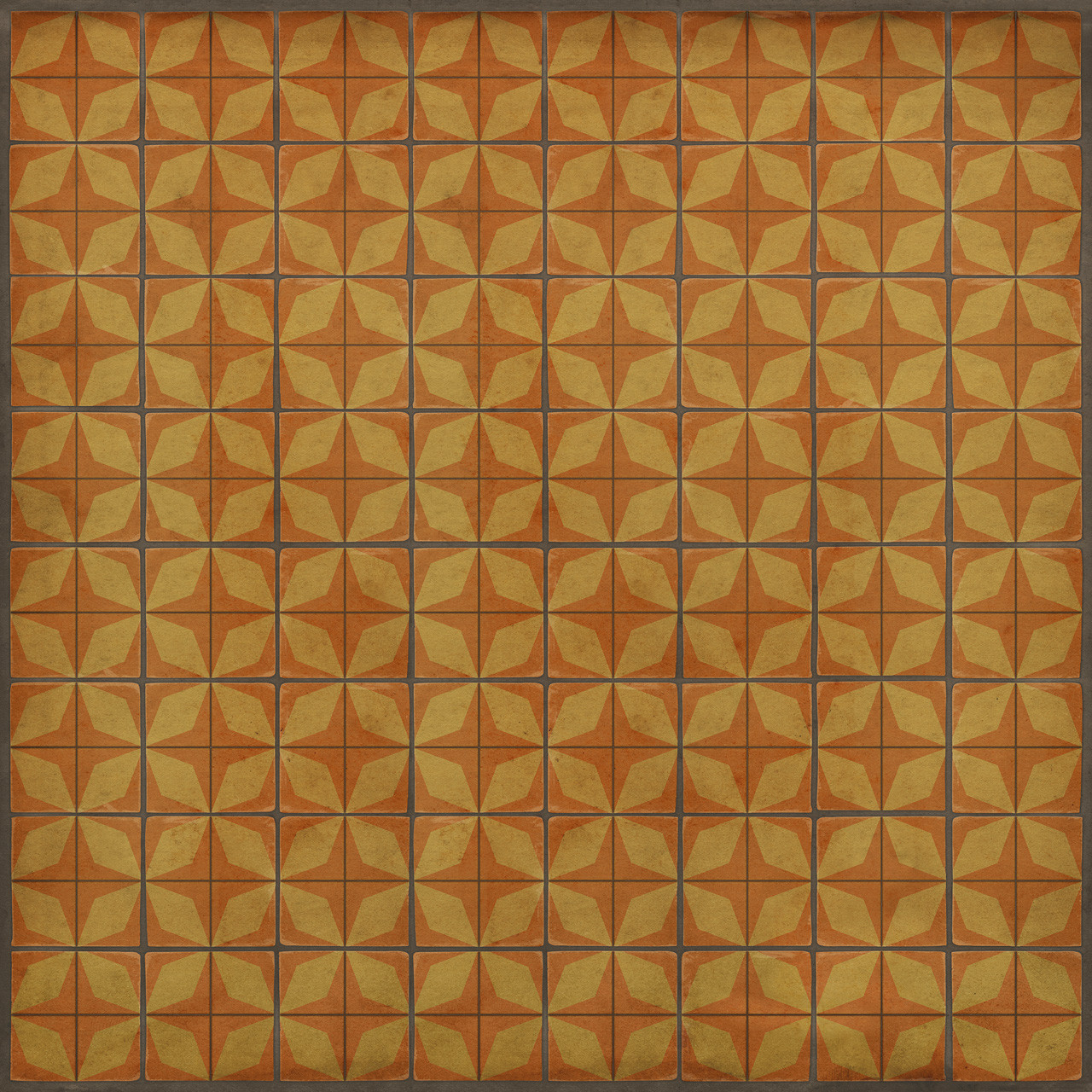 Classic Pattern 54 Fireball - vinyl floor cloth sizes 84x84, 96x96, 120x120