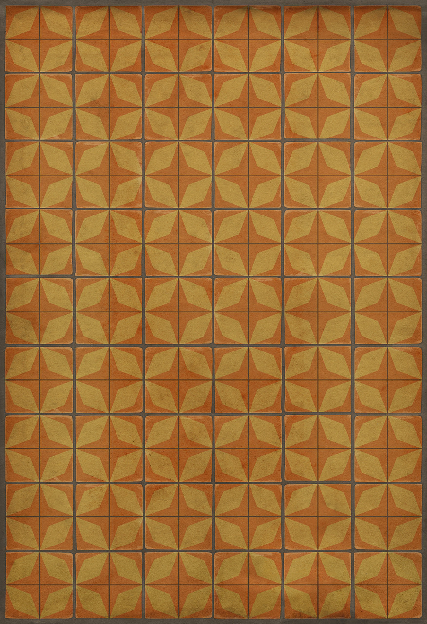 Classic Pattern 54 Fireball - vinyl floor cloth sizes 52x76, 70x102