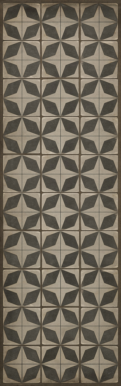 Classic Pattern 54 Sputnik - vinyl floor cloth sizes 24x77, 30x96, 26x83, 36x115