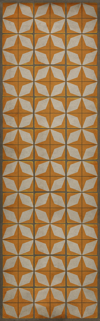 Classic Pattern 54 Supernova - vinyl floor cloth sizes 24x77, 30x96, 26x83, 36x115