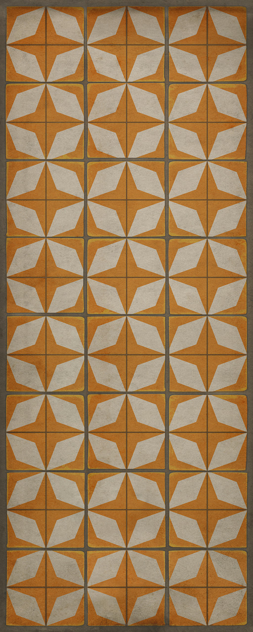 Classic Pattern 54 Supernova - vinyl floor cloth sizes 30x75, 36x90