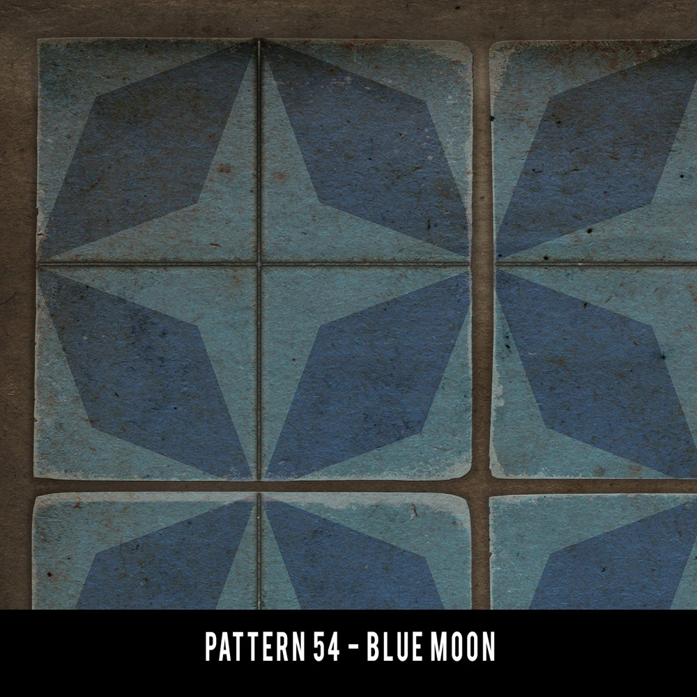 Classic Pattern 54 Blue Moon - vinyl floor cloth sample swatch 