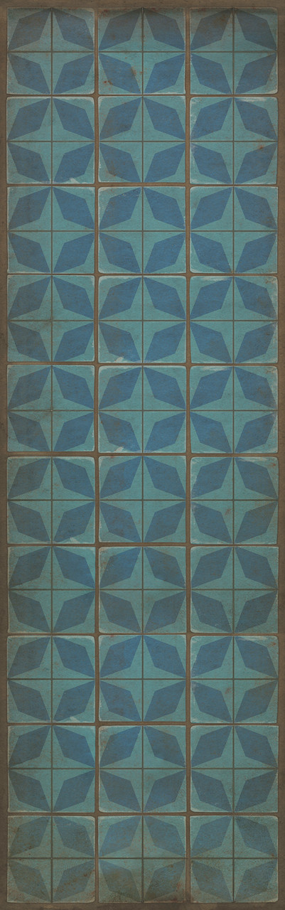 Classic Pattern 54 Blue Moon - vinyl floor cloth sizes 26x83, 36x115