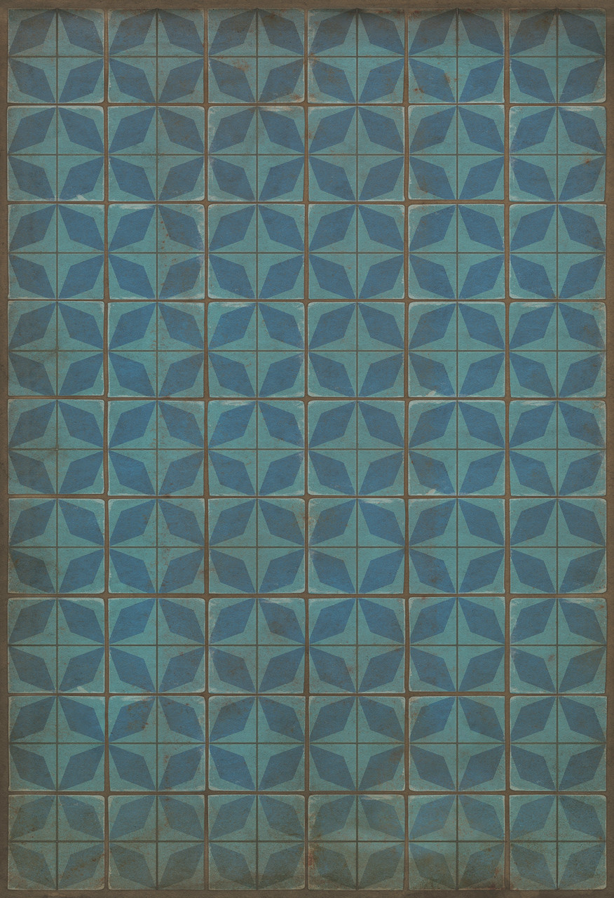 Classic Pattern 54 Blue Moon - vinyl floor cloth sizes 52x76, 70x102