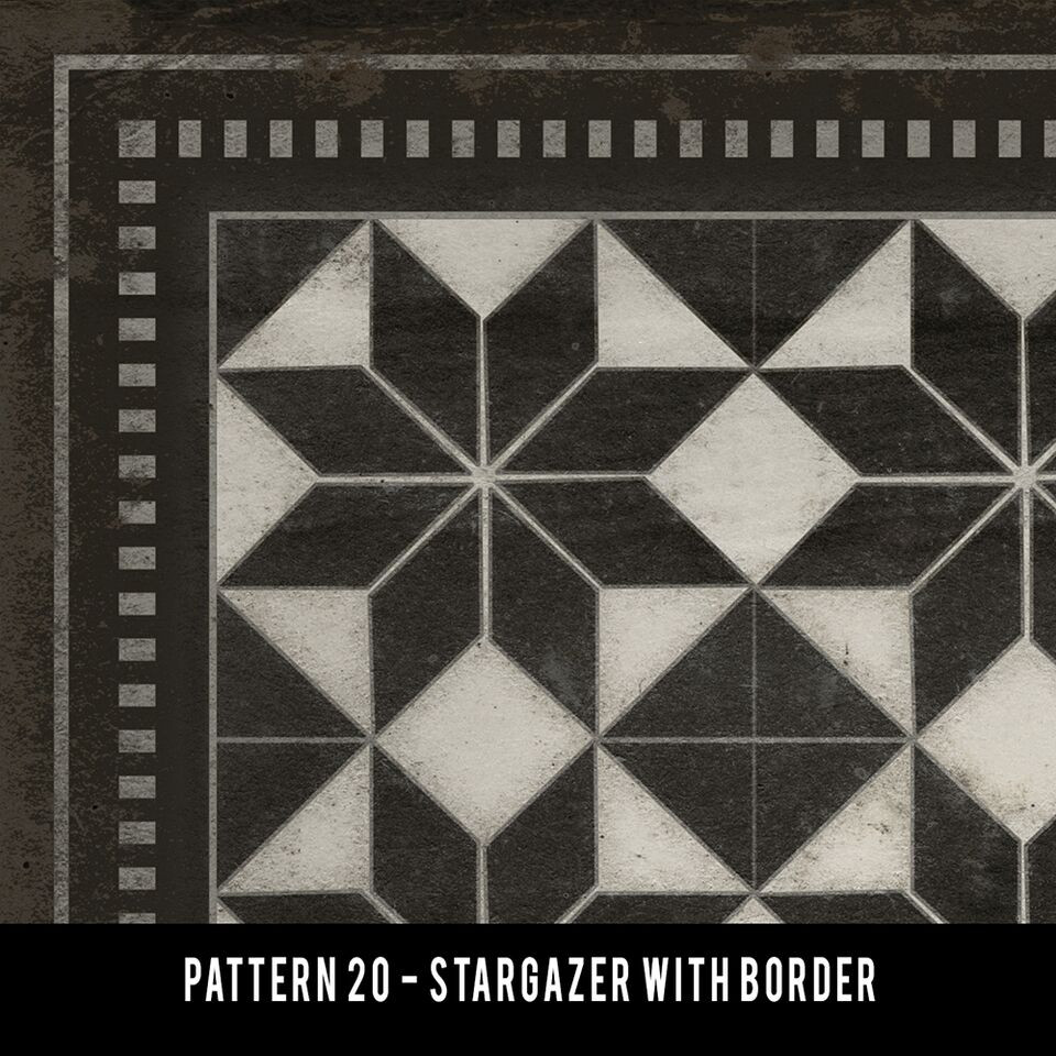 Classic Pattern 20 Stargazer with border - vinyl floor cloth swatch